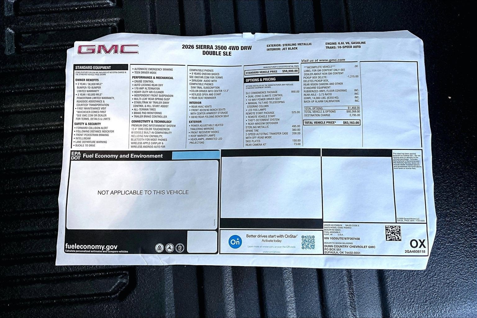 2026 GMC Sierra 3500 HD SLE DRW