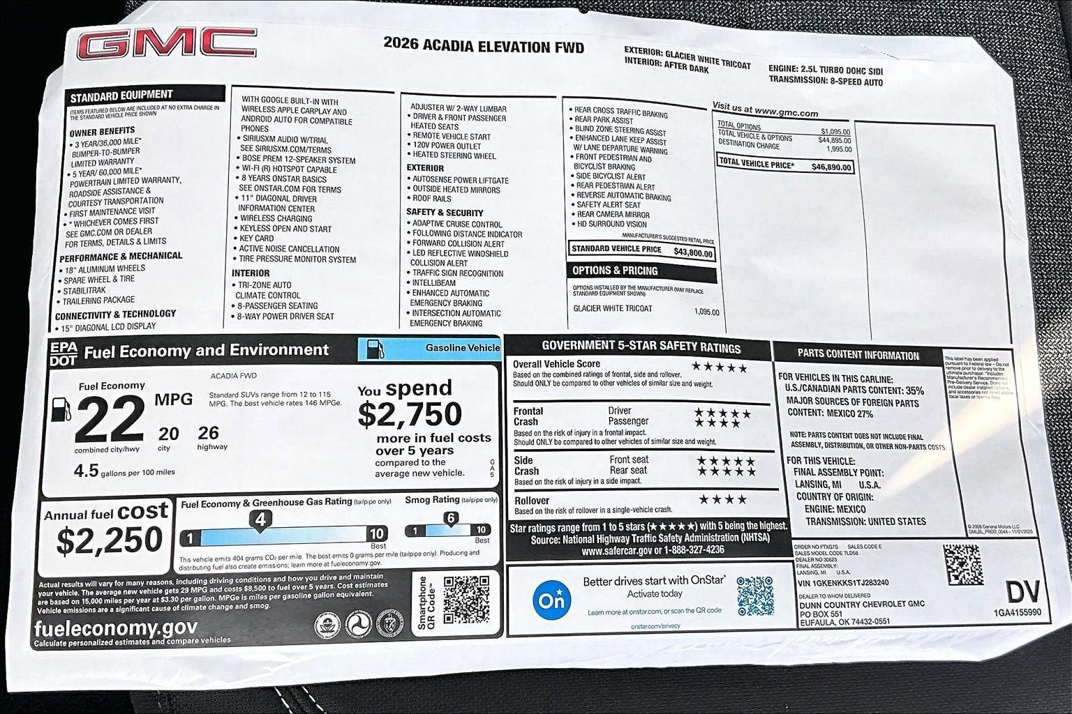 2026 GMC Acadia Elevation