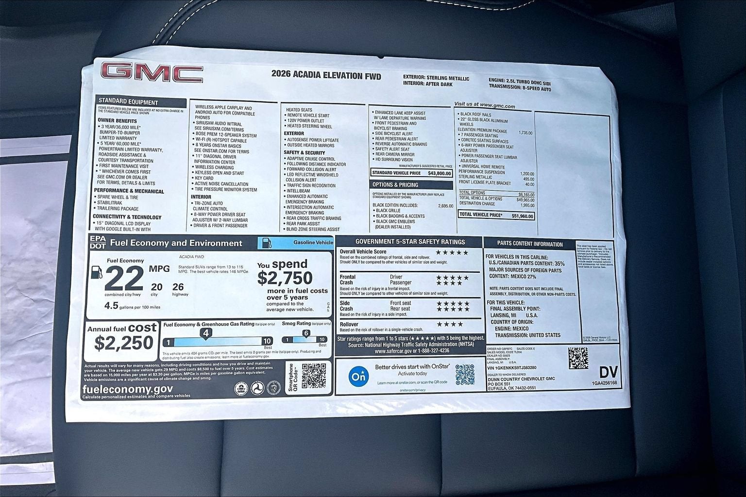 2026 GMC Acadia Elevation