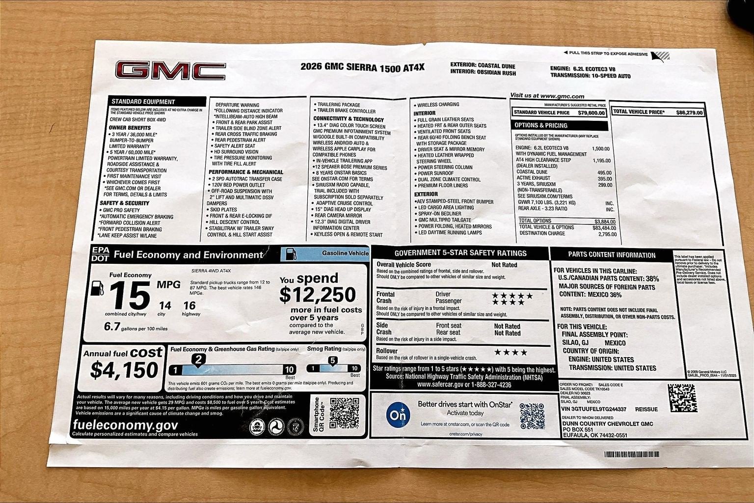 2026 GMC Sierra 1500 AT4X